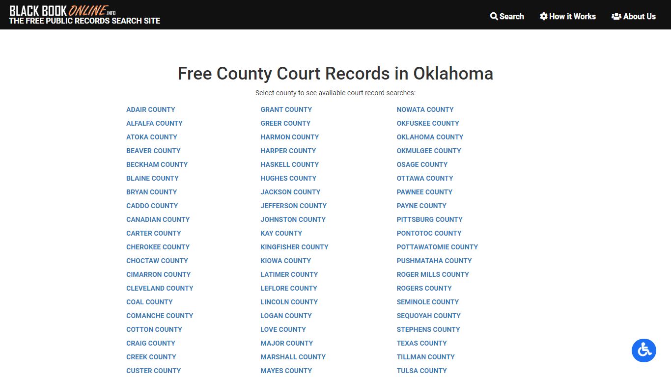 Free Oklahoma County Court Record Search | Black Book Online