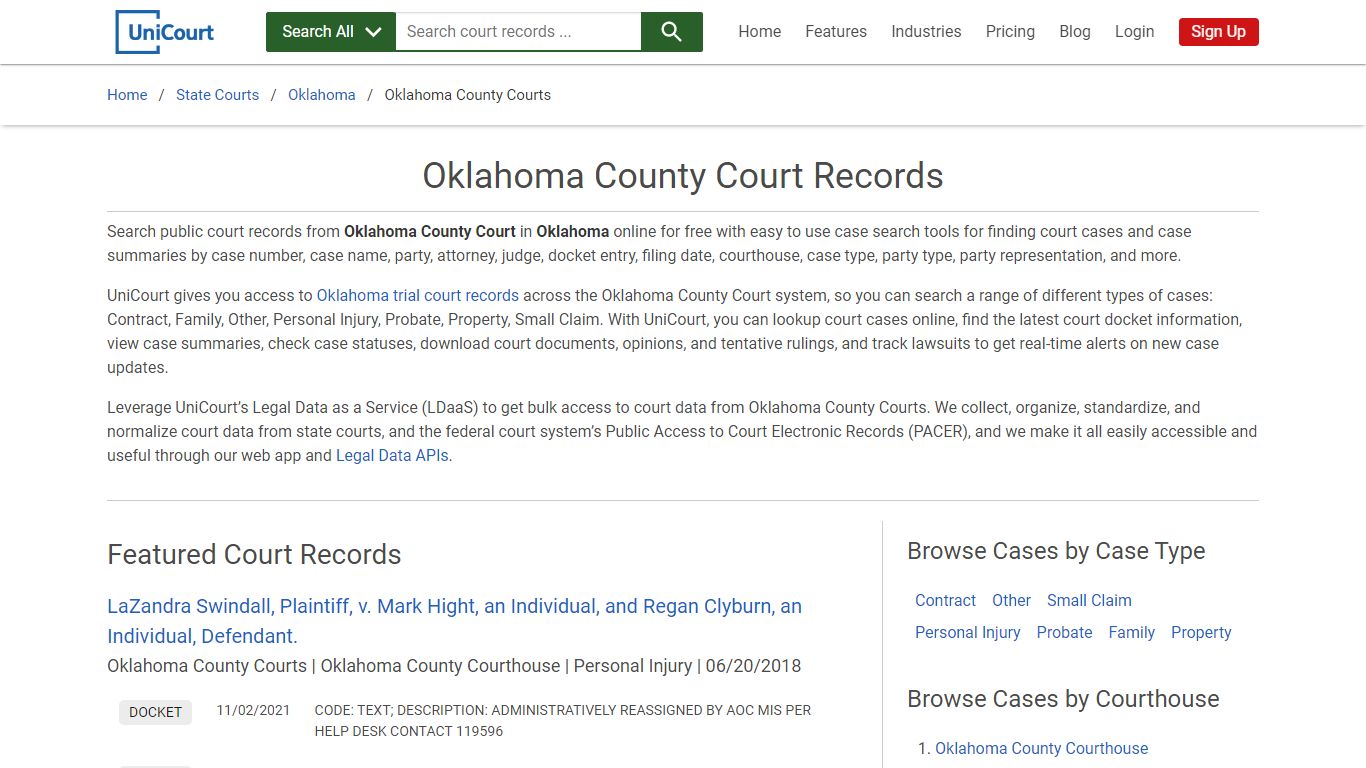 Oklahoma County Court Records | Oklahoma | UniCourt